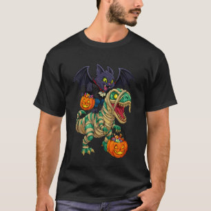 Vampirkatze reitet Mumie Dinosaurier T rex Hallowe T-Shirt