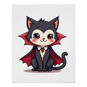 Vampirkatze � Süßes Halloween Haustier Tee Poster