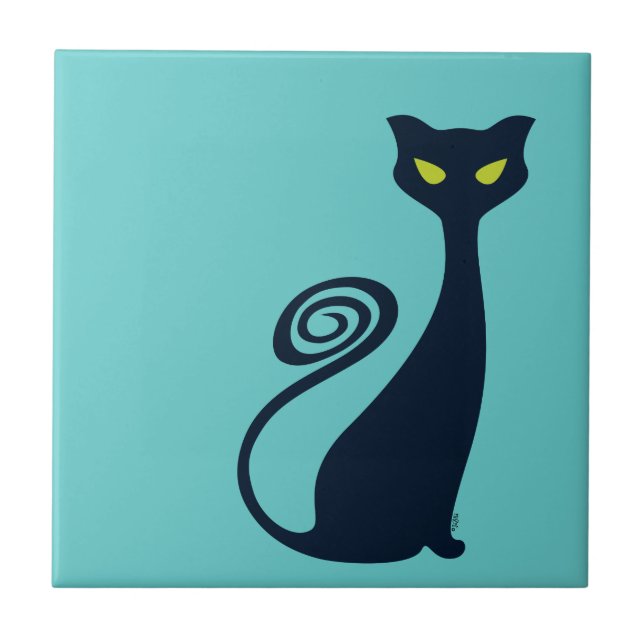 Vampirkitte mit grünen Augen Fliese (Vorderseite)