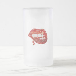 Vampirlippen bei Imitaten Glitzer mit Tropf Mattglas Bierglas