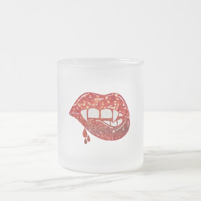 Vampirlippen bei Imitaten Glitzer mit Tropf Mattglastasse (Mittel)