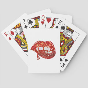 Vampirlippen bei Imitaten Glitzer mit Tropf Spielkarten