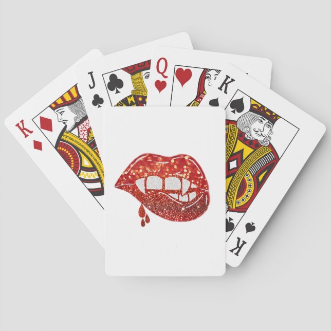 Vampirlippen bei Imitaten Glitzer mit Tropf Spielkarten (Rückseite)