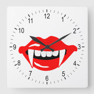 Vampirmmünde Quadratische Wanduhr