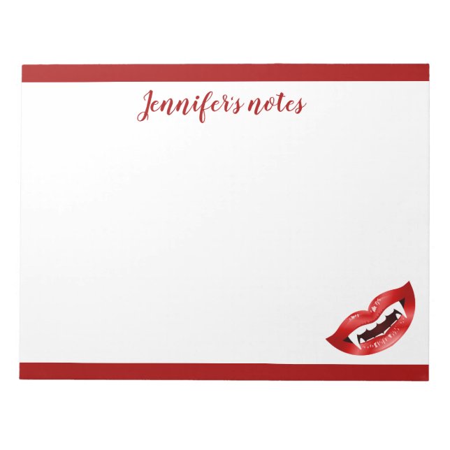 Vampirmuschel mit roten Lippen und Fanggeräten, au Notizblock (Vorderseite)