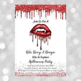Vampirrote Glitzer Lippen Halloween-Party weiß Einladung