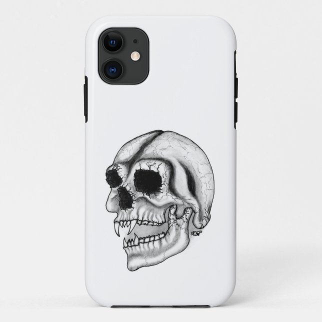 Vampirskull Schwarzweiß-Design Case-Mate iPhone Hülle (Rückseite)