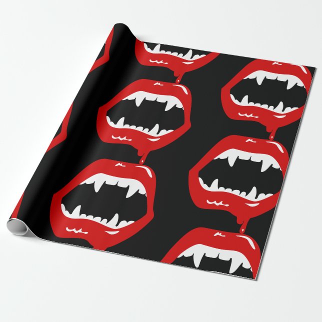 Vampirzähne spukhafte beängstigende Monster Geschenkpapier (Ungerollt)