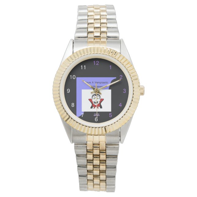 Vamptastisches Halloween Unisex zweifarbige Uhr (Vorderseite)