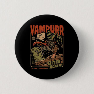 Vampurr beißt wieder! Lustige Katze Halloween Vint Button
