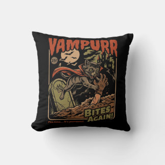 Vampurr Beißt Wieder! Lustige Katze Halloween Vint Kissen