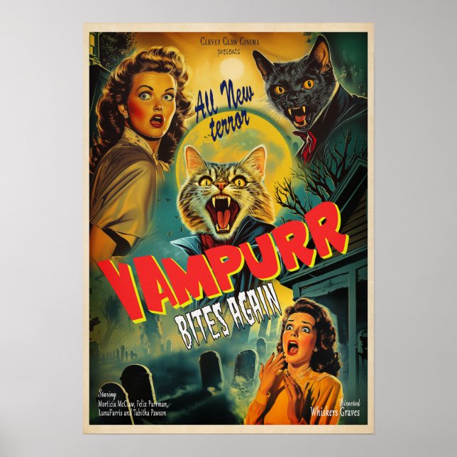 Vampurr Bites Wieder - Retro-Horror-Poster Poster (Vorne)