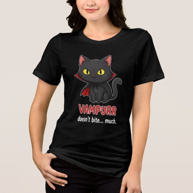 Vampurr doesn’t bite… much, funny cat Tri-Blend shirt (Vorderseite)