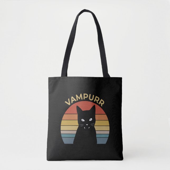 Vampurr Funny Vampire Retro Sunset Halloween Tasche (Vorderseite)