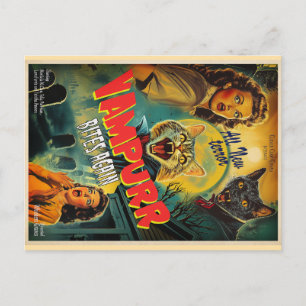 Vampurr Vampirkatze - Retro-Horrorposter Postkarte