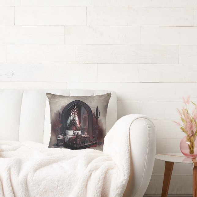 Vampy Boudoir | Gothic Red Viktorianisch Bedroom S Kissen (Liege)