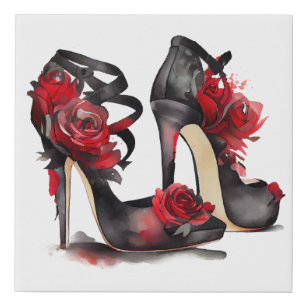 Vampy Fashion   Stilettos mit Rose Künstlicher Leinwanddruck