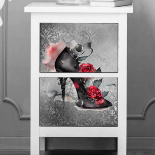 Vampy Spiked Stiletto Rote Rose High Heel Grunge Seidenpapier