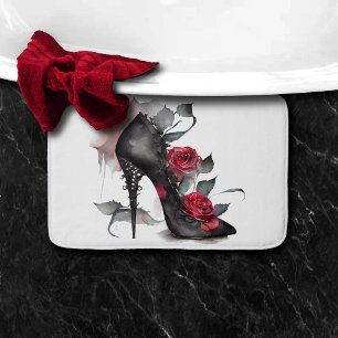 Vampy Spiked Stiletto Rote Rose Mode High Heel Badematte
