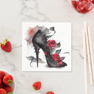 Vampy Spiked Stiletto   Rote Rose Mode High Heel Serviette