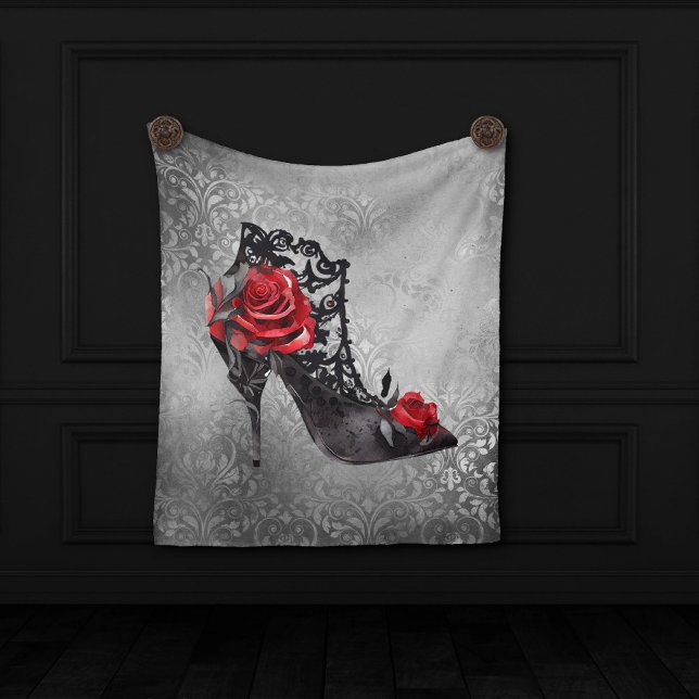 Vampy Vogue Grunge | Stiletto Lace Bootie Rose Fleecedecke (Von Creator hochgeladen)