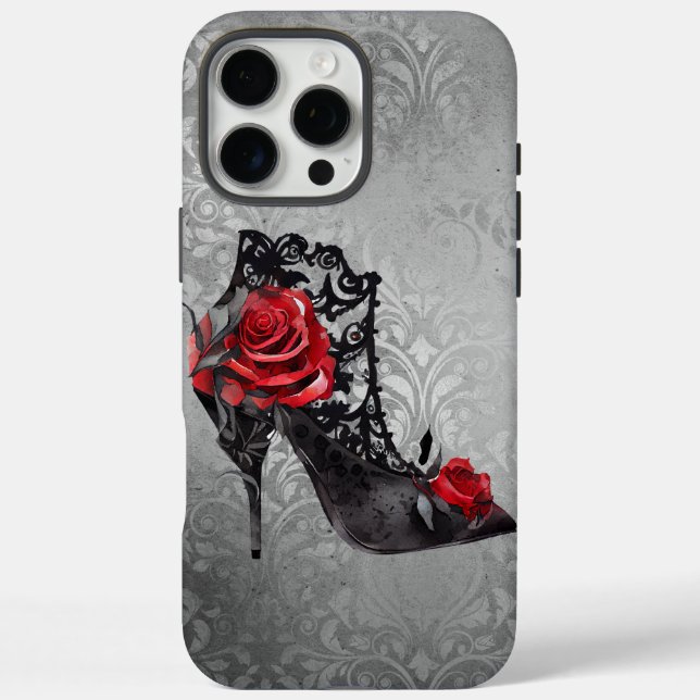 Vampy Vogue Grunge | Stiletto Lace Bootie Rose iPhone 16 Pro Max Hülle (Rückseite)