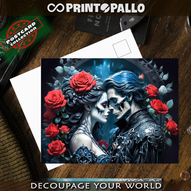 Vampyr- und SchädelLiebe für immer Postkarte (Von Creator hochgeladen)
