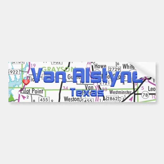 Van Alstyne Texas Map Autoaufkleber (Vorne)
