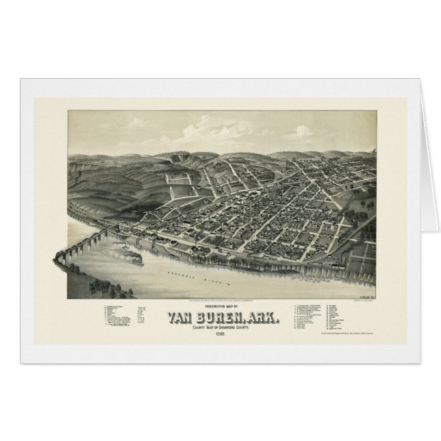 Van Buren, panoramische Karte AR - 1888 (Vorderseite (Horizontal))