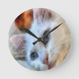 Van Cat With Blue Eyes Pet Portrait Runde Wanduhr