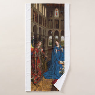 Van Eyck’s Verkündigung Premium Kathedralglas Badehandtuch