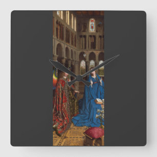 Van Eyck’s Verkündigung Premium Kathedralglas Quadratische Wanduhr