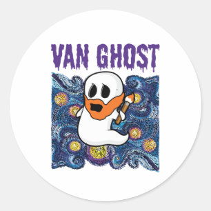 Van Ghost Funny Art Halloween Van Gogh Runder Aufkleber