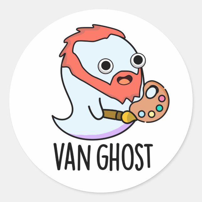 Van Ghost Funny Artist Ghost Pun Runder Aufkleber (Vorderseite)