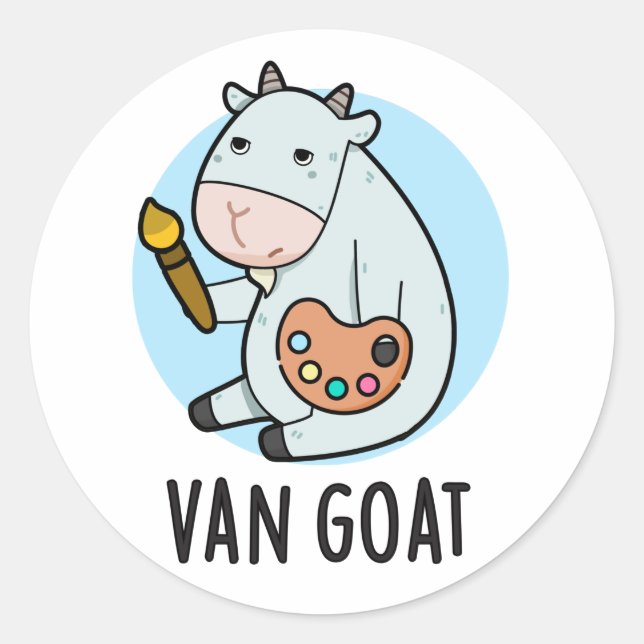 Van Goat Funny Artist Pun Runder Aufkleber (Vorderseite)