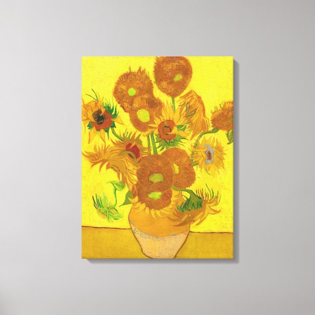 Van Gogh 15 Sonnenblumen in einer Vase der Kunst Leinwanddruck (Vorderseite)