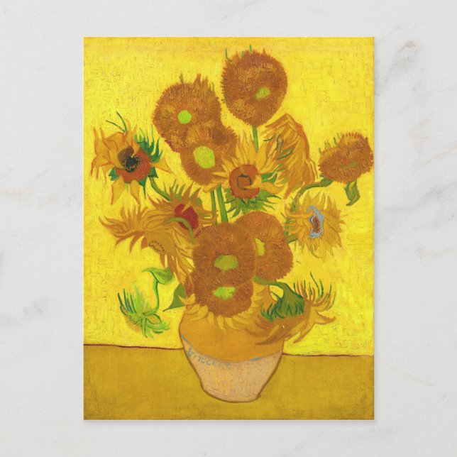 Van Gogh 15 Sonnenblumen in einer Vase der Kunst Postkarte (Vorderseite)