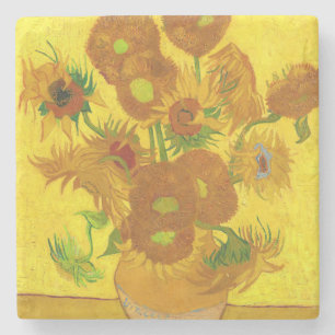 Van Gogh 15 Sonnenblumen in einer Vase der Kunst Steinuntersetzer