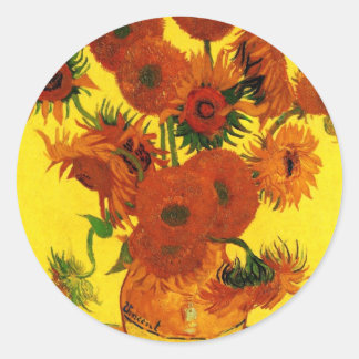 Van Gogh 15 Sonnenblumen Runder Aufkleber