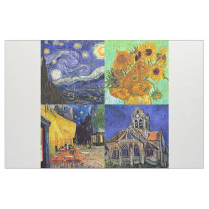 Van Gogh 4-teilige Sternennacht Cafe Sonnenblumen  Stoff