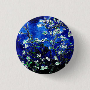 Van Gogh Almond Bllossoms blau grün Button