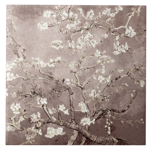 Van Gogh Almond Blossoms Beige Fliese (Vorderseite)