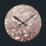 Van Gogh Almond Blossoms Beige Runde Wanduhr<br><div class="desc">Künstler: Vincent Van Gogh Titel: Almond Blüten verändert Farbe durch 2sweet4wordsDesigns</div>