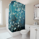 Van Gogh Almond Blossoms Dark Aquamarin Duschvorhang<br><div class="desc">Künstler: Vincent Van Gogh Titel: Mandelblüten in Farbe verändert</div>