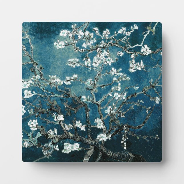 Van Gogh Almond Blossoms Dark Aquamarin Fotoplatte (Vorderseite)