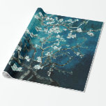 Van Gogh Almond Blossoms Dark Aquamarin Geschenkpapier<br><div class="desc">Künstler: Vincent Van Gogh Titel: Mandelblüten in Farbe verändert</div>