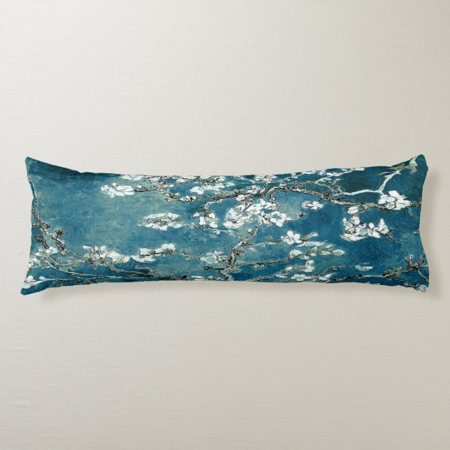 Van Gogh Almond Blossoms Dark Aquamarin Seitenschläferkissen (Vorderseite)