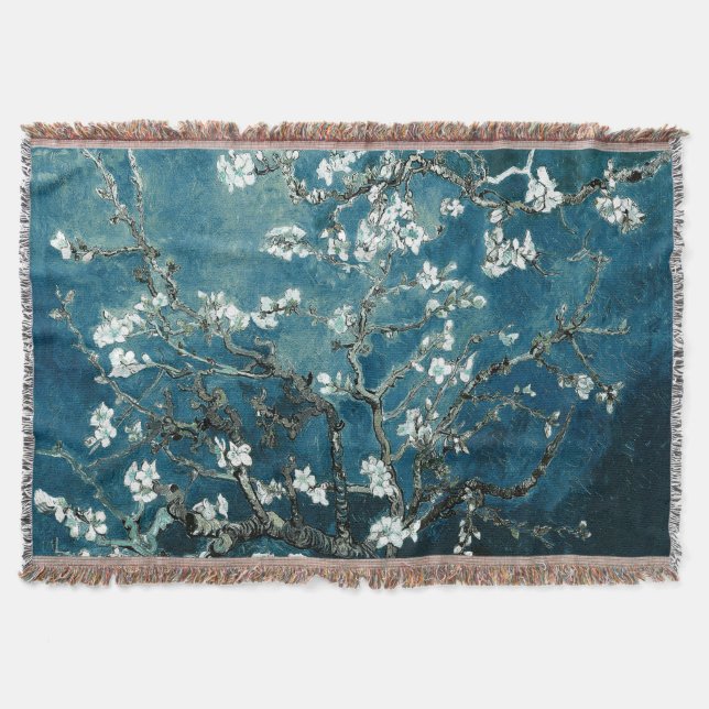 Van Gogh Almond Blossoms: Dunkel Aquamarin Decke (Vorderseite)