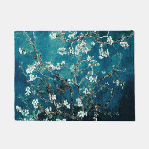 Van Gogh Almond Blossoms: Dunkel Aquamarin Fußmatte