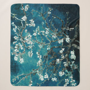Van Gogh Almond Blossoms: Dunkel Aquamarin Sherpadecke